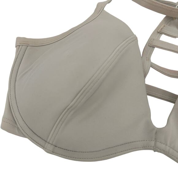 PINK Victoria's Secret Off White Strappy Halter Swim Bikini Top Size Large (DD) - Picture 2 of 6